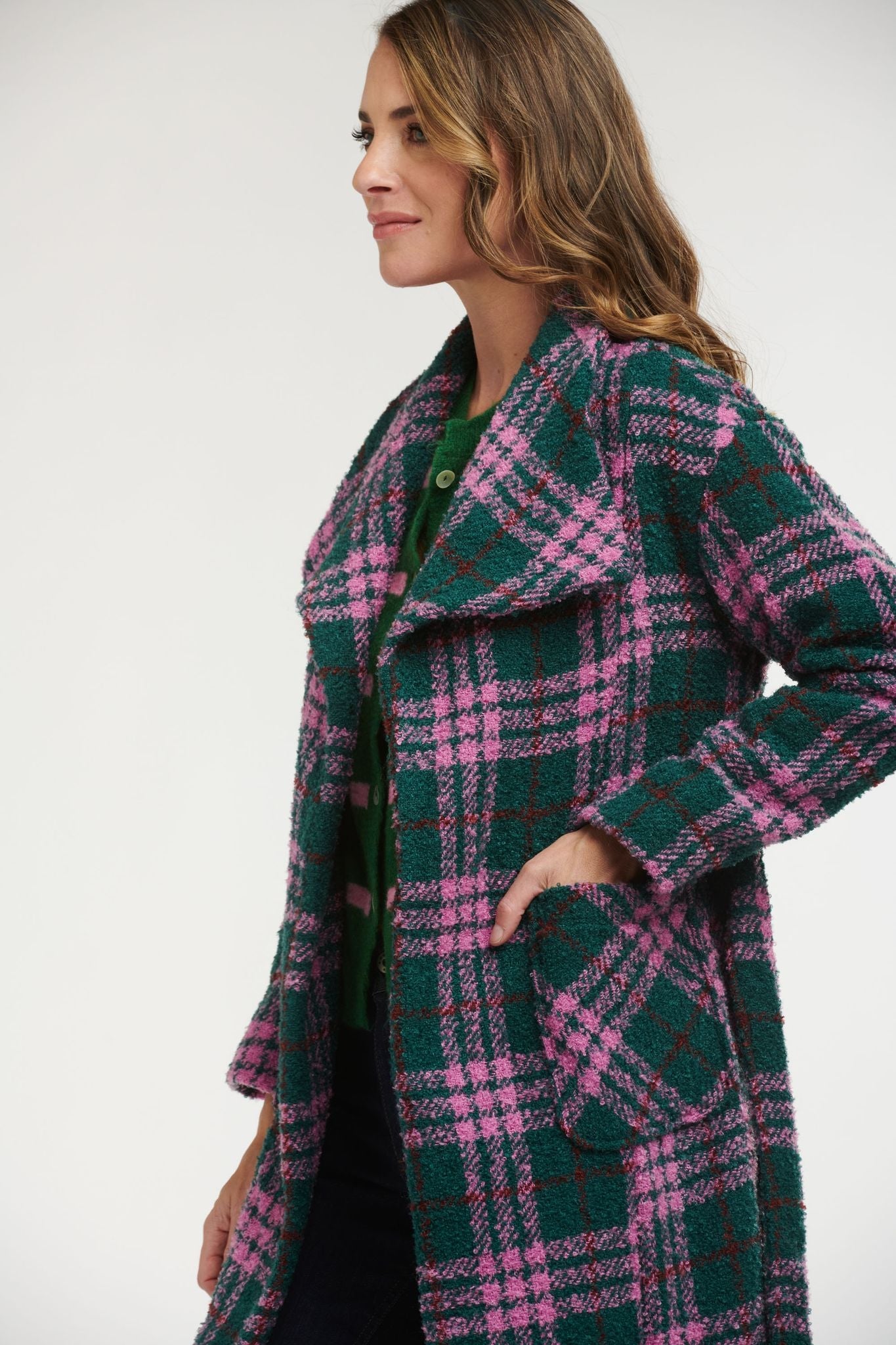 Green tartan shop coat womens