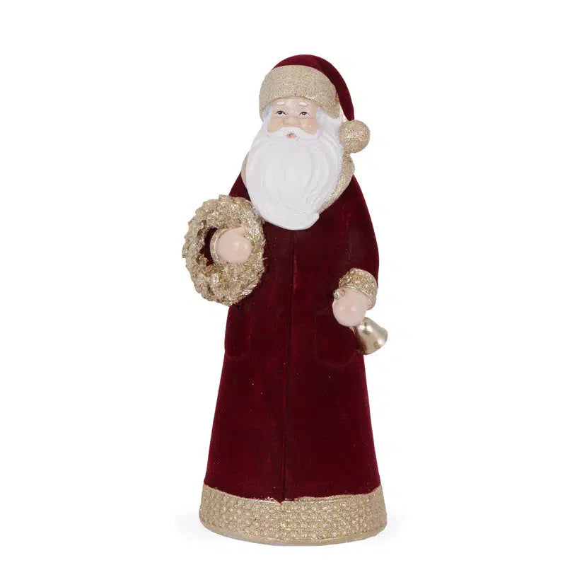 25Cm Burgundy Velvet Santa-Holly and Ivy-Lima & Co