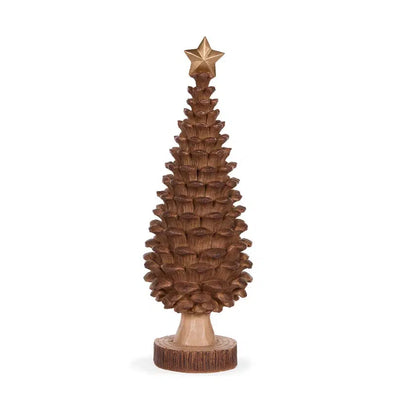 34.5 Cm Natural Pinecone Tree With Star-Holly and Ivy-Lima & Co