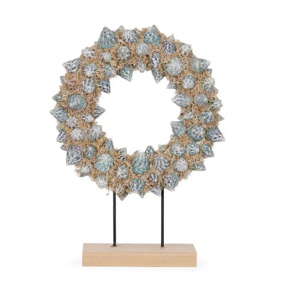 42 Cm Azure Shell Wreath On Stand-Holly and Ivy-Lima & Co