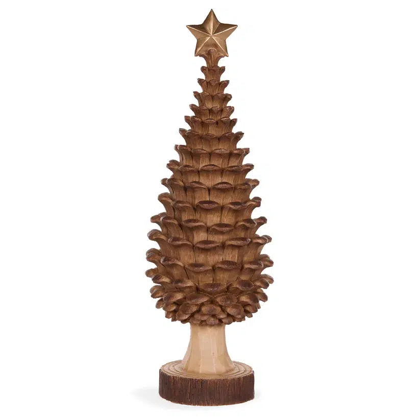 42.5 Cm Natural Pinecone Tree With Star-Holly and Ivy-Lima & Co