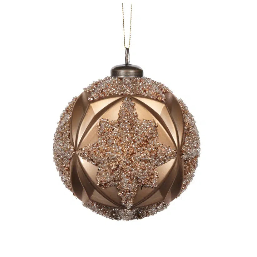 Antique Champagne Beaded Bauble-Holly and Ivy-Lima & Co