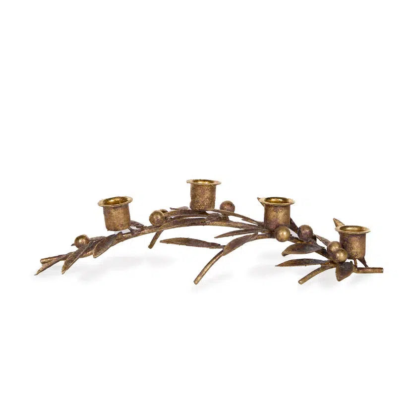 Antique Copper Mistletoe Candle Stick Holder-Holly and Ivy-Lima & Co