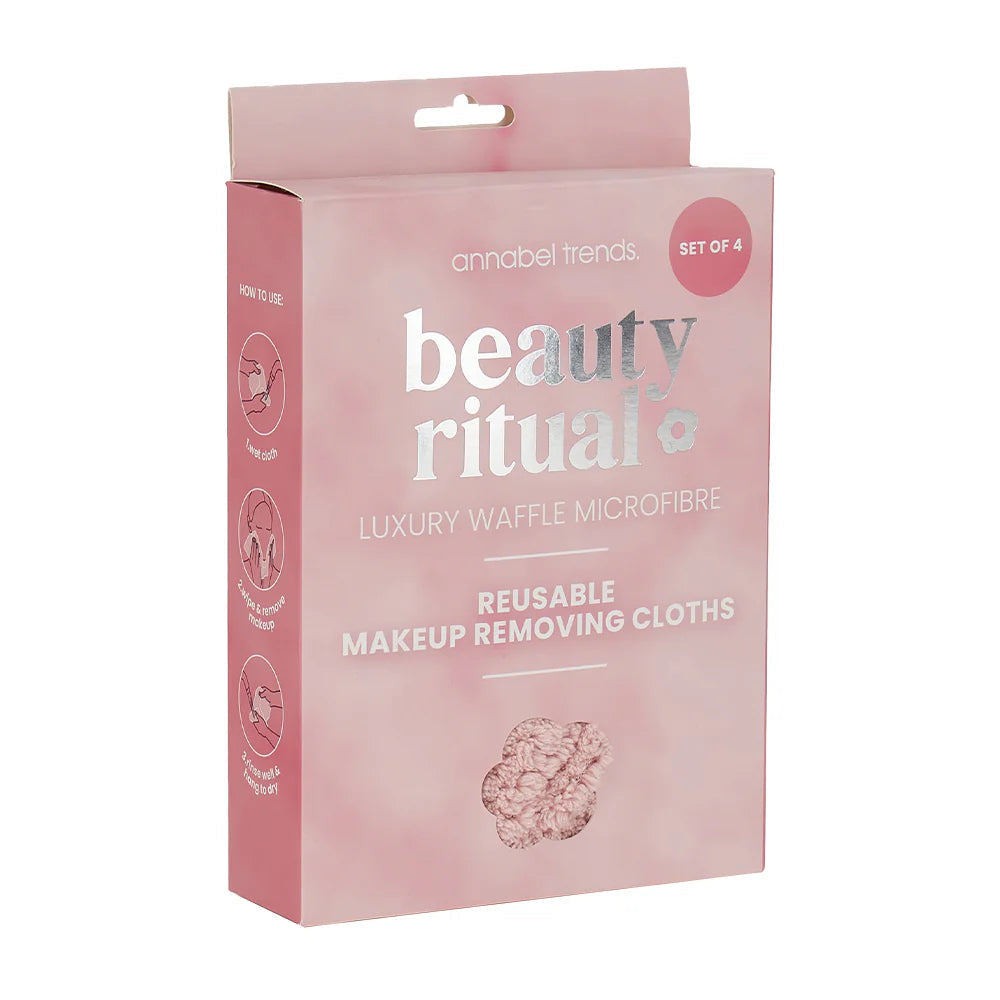 Beauty Ritual Luxury Waffle Makeup Removing Cloths 4pc - Dusty Pink-Annabel Trends-Lima & Co