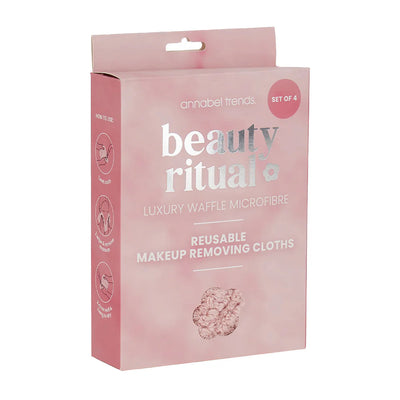 Beauty Ritual Luxury Waffle Makeup Removing Cloths 4pc - Dusty Pink-Annabel Trends-Lima & Co