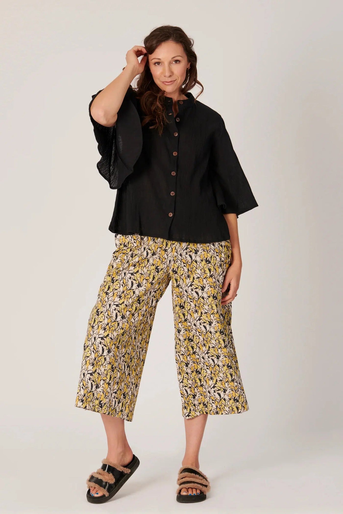 Bell Sleeve Blouse - Black-Ellis and Dewey-Lima & Co