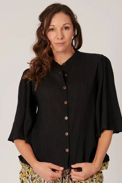 Bell Sleeve Blouse - Black-Ellis and Dewey-Lima & Co