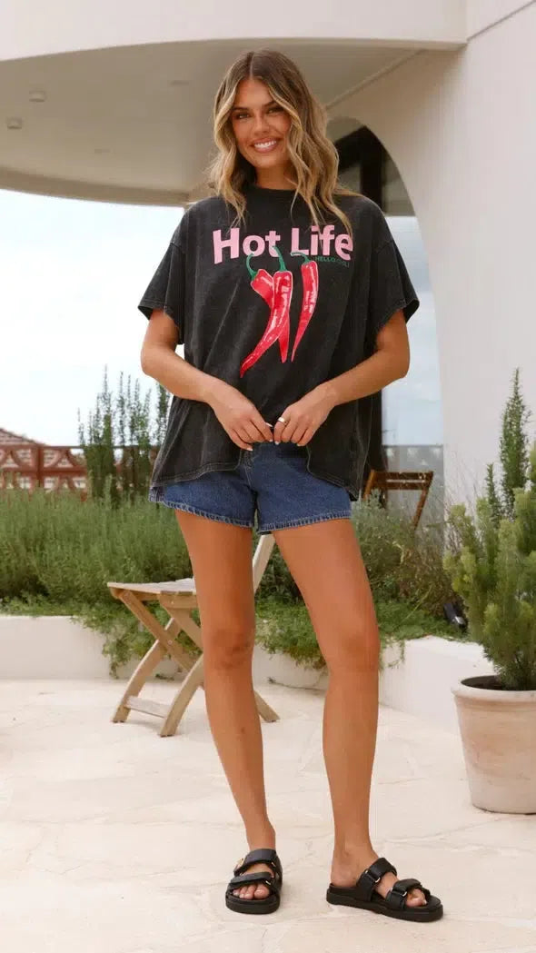 Black Acid Hot Life Tee - Black-Lima & Co-Lima & Co