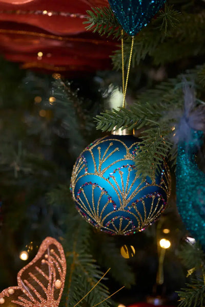 Blue Scalloped Imperial Bauble-Holly and Ivy-Lima & Co