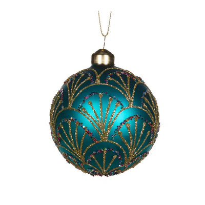 Blue Scalloped Imperial Bauble-Holly and Ivy-Lima & Co