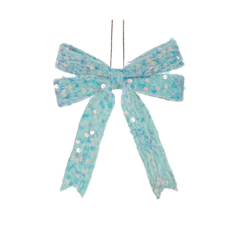 Blue Sequin Bow Hanging-Holly and Ivy-Lima & Co