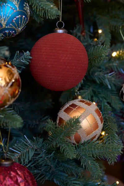 Copper Tartan Bauble-Holly and Ivy-Lima & Co