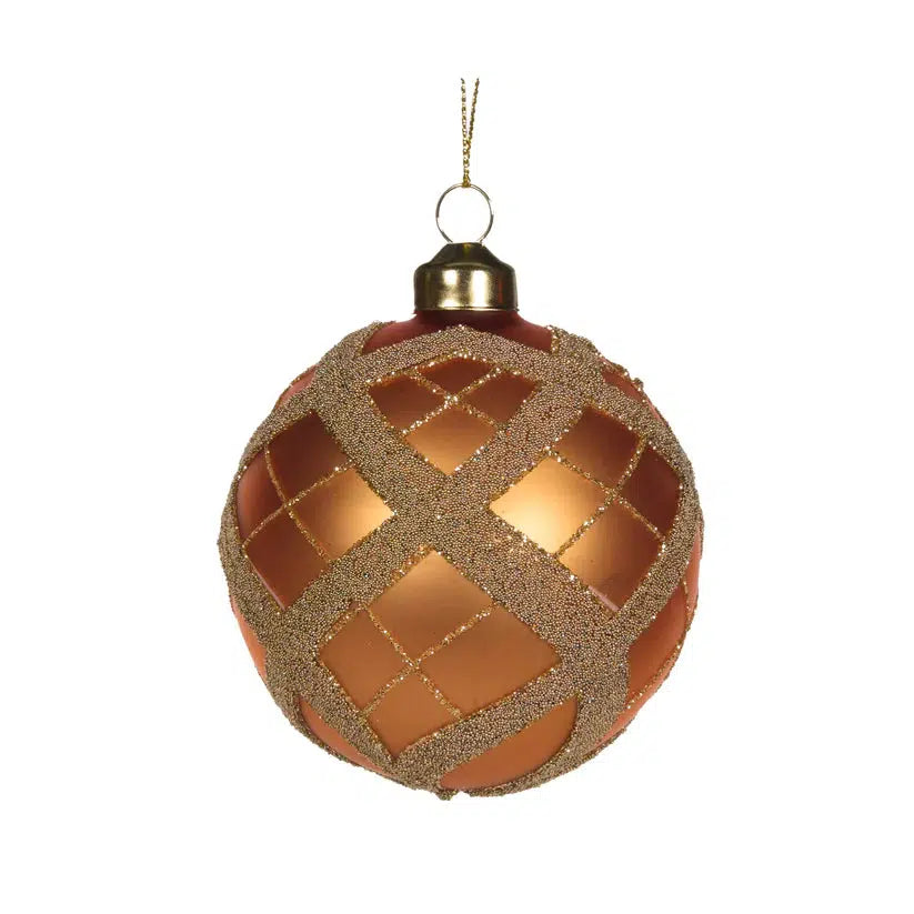 Copper Tartan Bauble-Holly and Ivy-Lima & Co