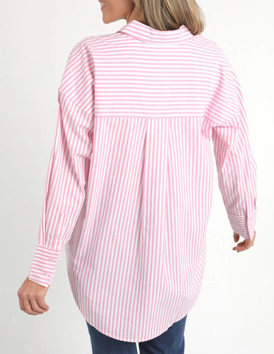 Delia Stripe Shirt - Strawberry Pink/White Stripe-Elm Lifestyle-Lima & Co