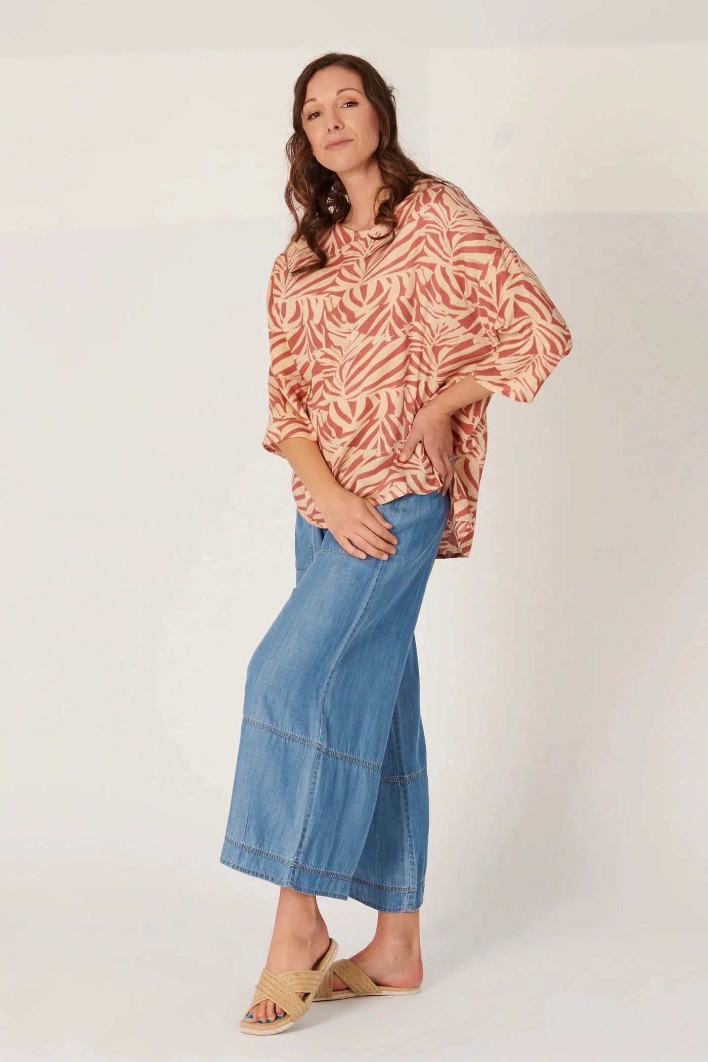 Drape Top - Tonal Palm-Ellis and Dewey-Lima & Co