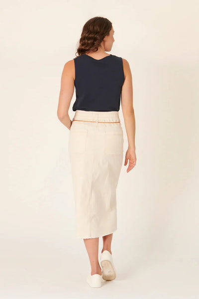 Elastic Waist Maxi Skirt - Dove-One Ten Willow-Lima & Co