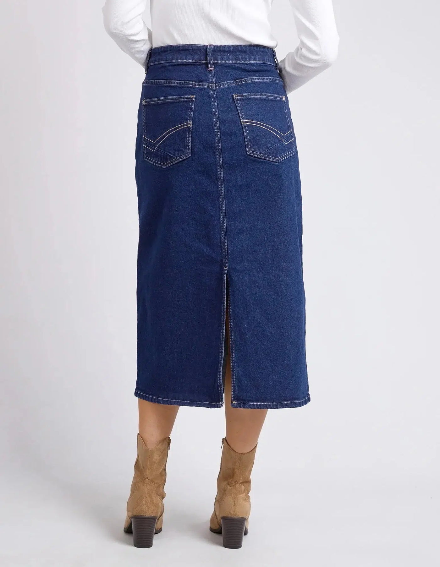 Eloise Denim Midi Skirt - Dark Blue-Elm Lifestyle-Lima & Co