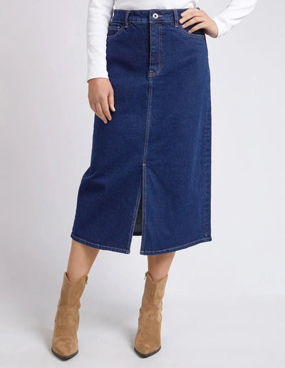 Eloise Denim Midi Skirt - Dark Blue-Elm Lifestyle-Lima & Co