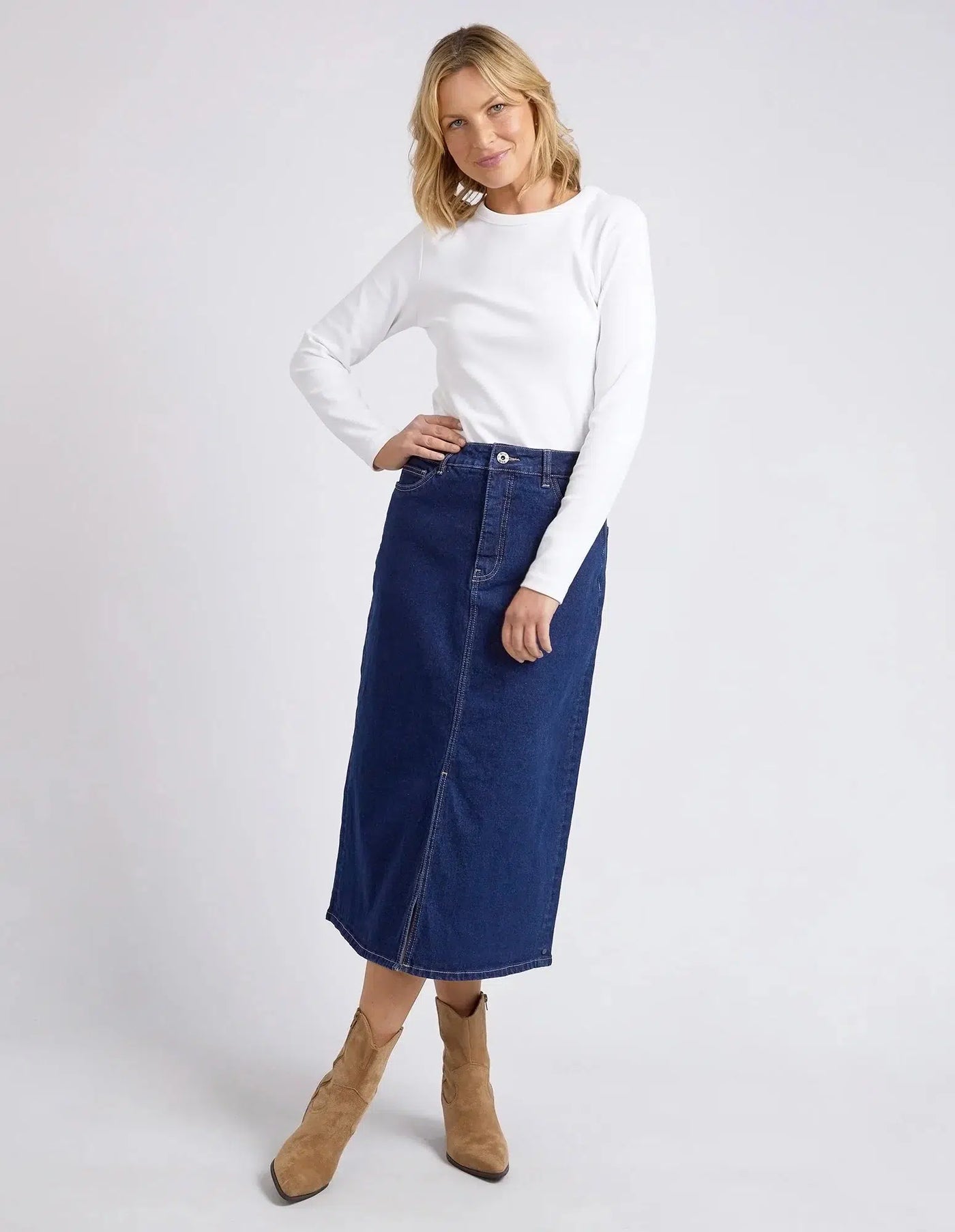 Eloise Denim Midi Skirt - Dark Blue-Elm Lifestyle-Lima & Co