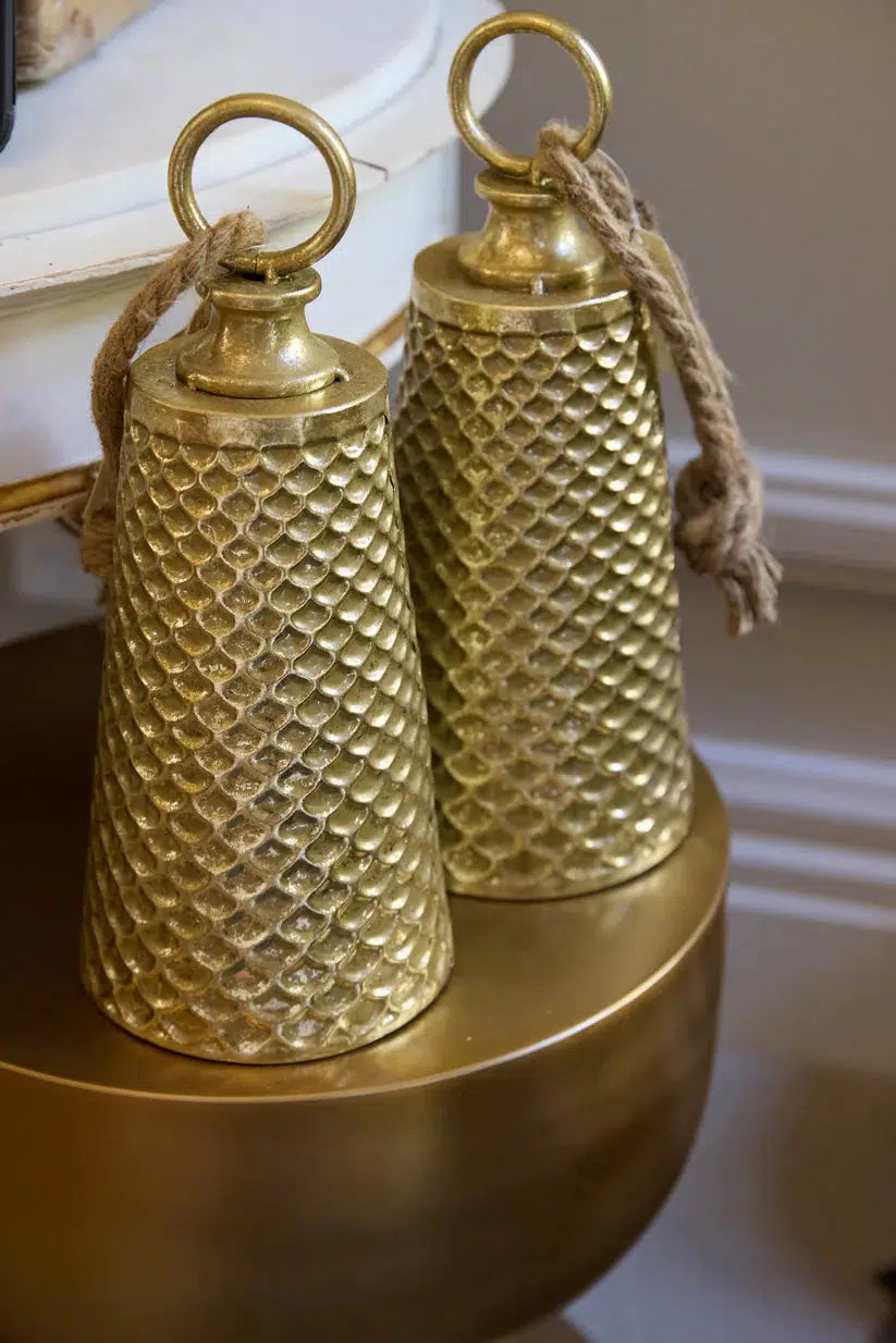 Embossed Gold Long Bell-Holly and Ivy-Lima & Co