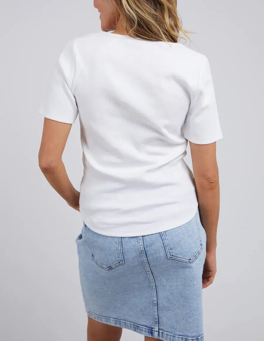 Emmy Rib Tee - White-Foxwood-Lima & Co