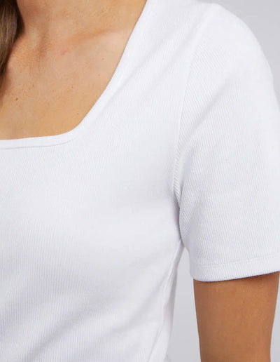 Emmy Rib Tee - White-Foxwood-Lima & Co