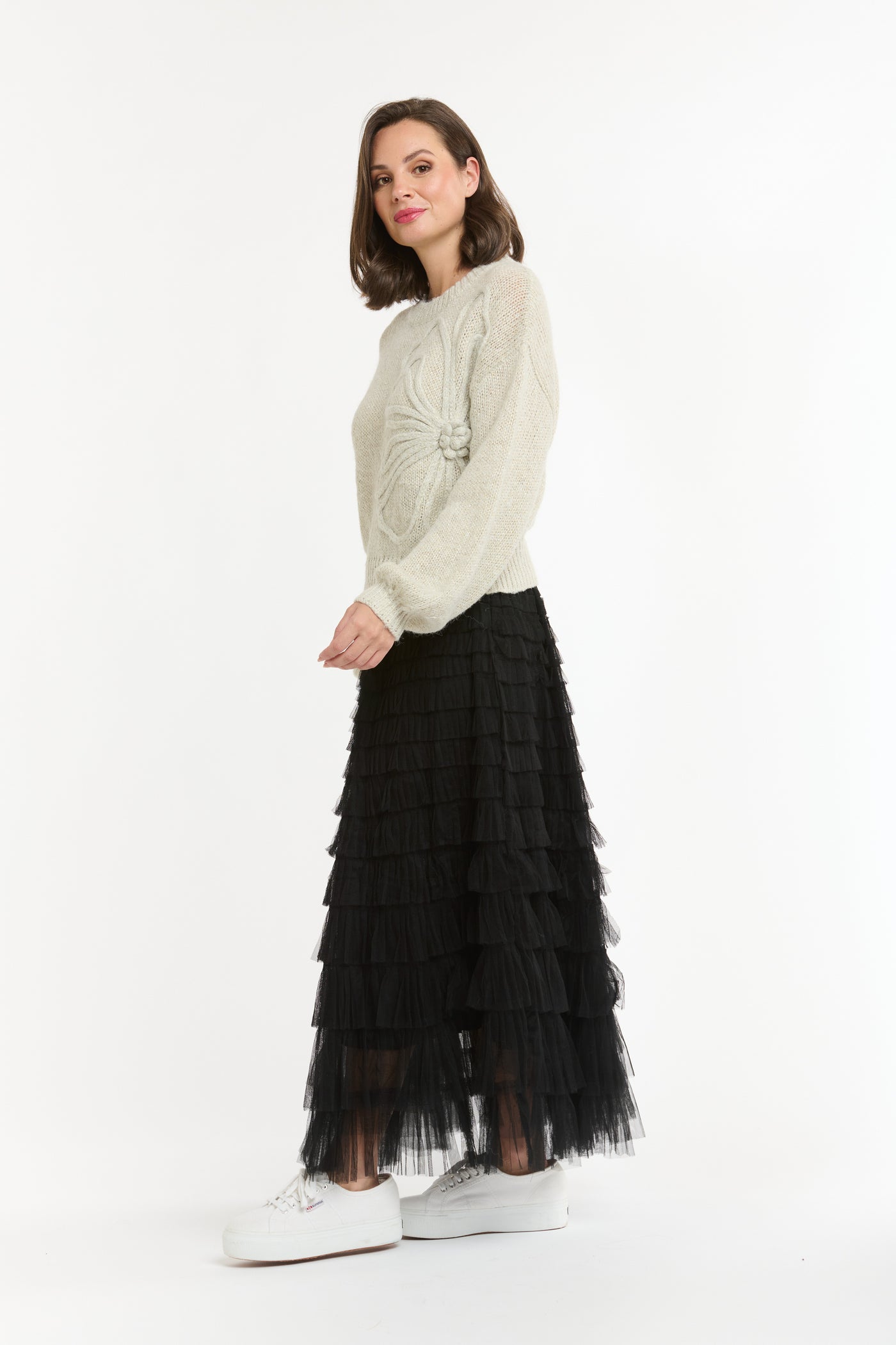Flower Emb Jumper - Beige-Urban Luxury-Lima & Co