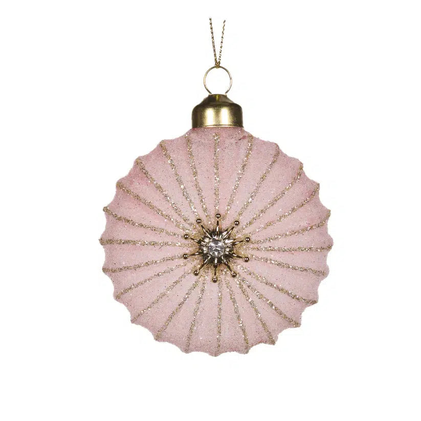 Frosted Pink Flower Ornament-Holly and Ivy-Lima & Co