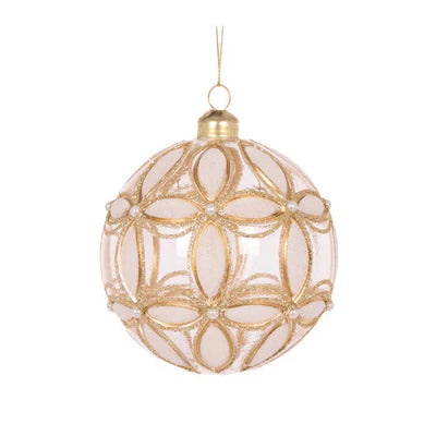 Gold Embossed Fleur Bauble-Holly and Ivy-Lima & Co