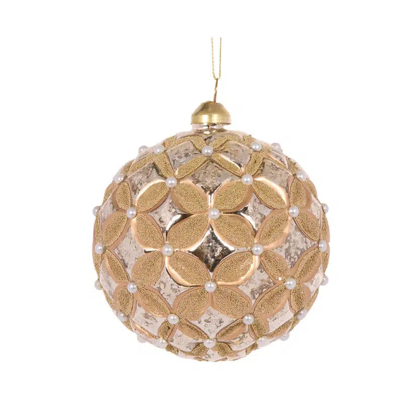 Gold Quilted Pearl Bauble-Holly and Ivy-Lima & Co