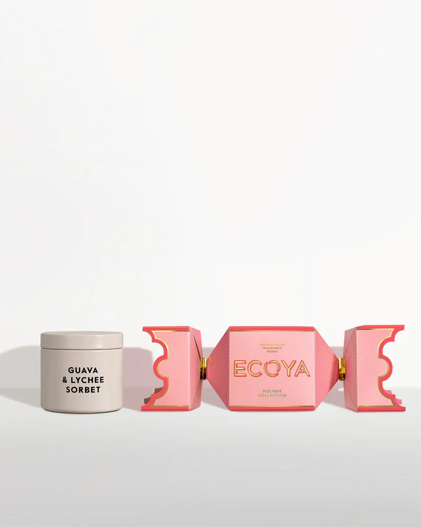 Guava and Lychee Sorbet Tin Candle Bon Bon Holiday Collection-Ecoya-Lima & Co