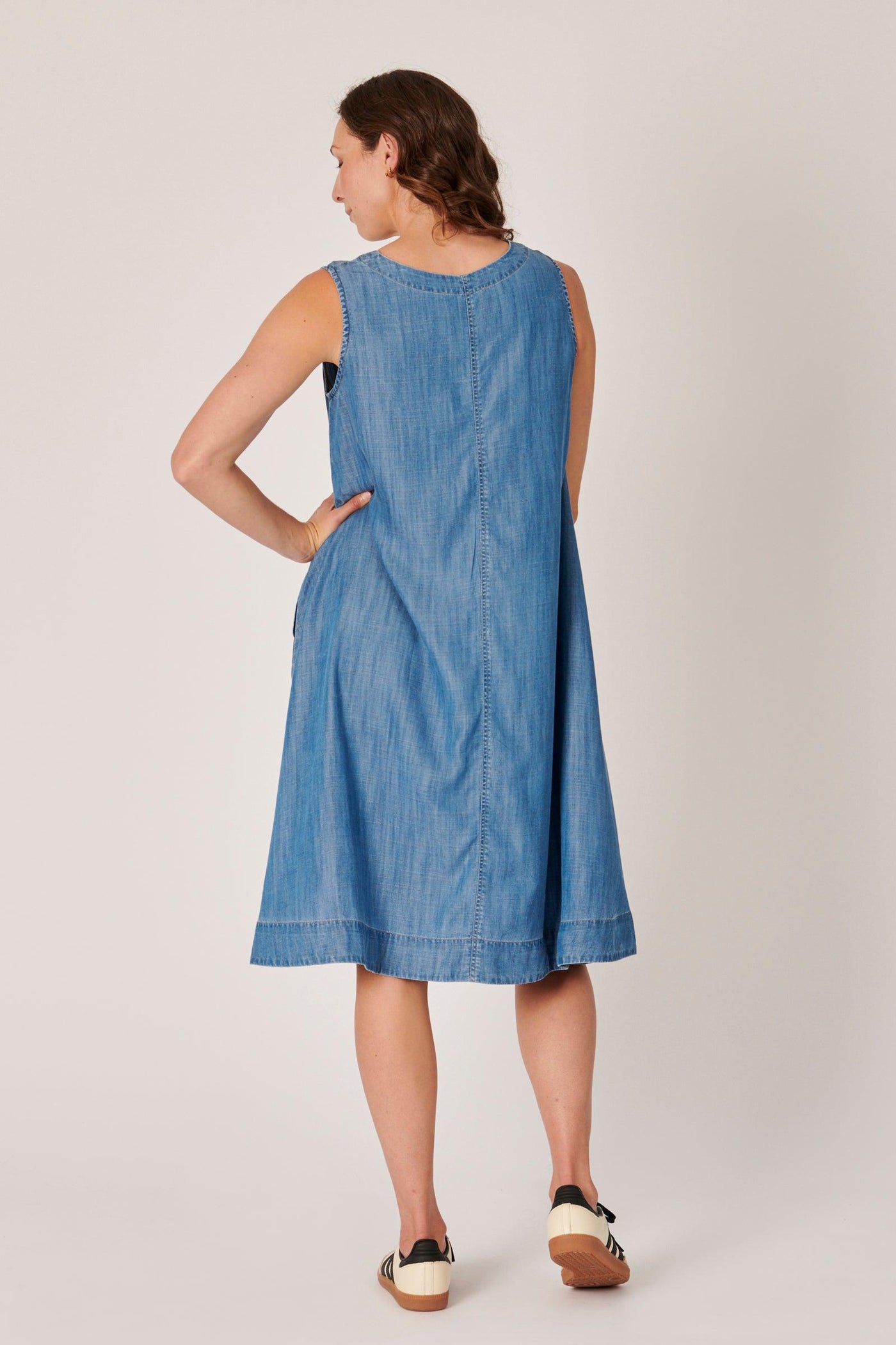 Half Zip Swing Dress - Blue-One Ten Willow-Lima & Co