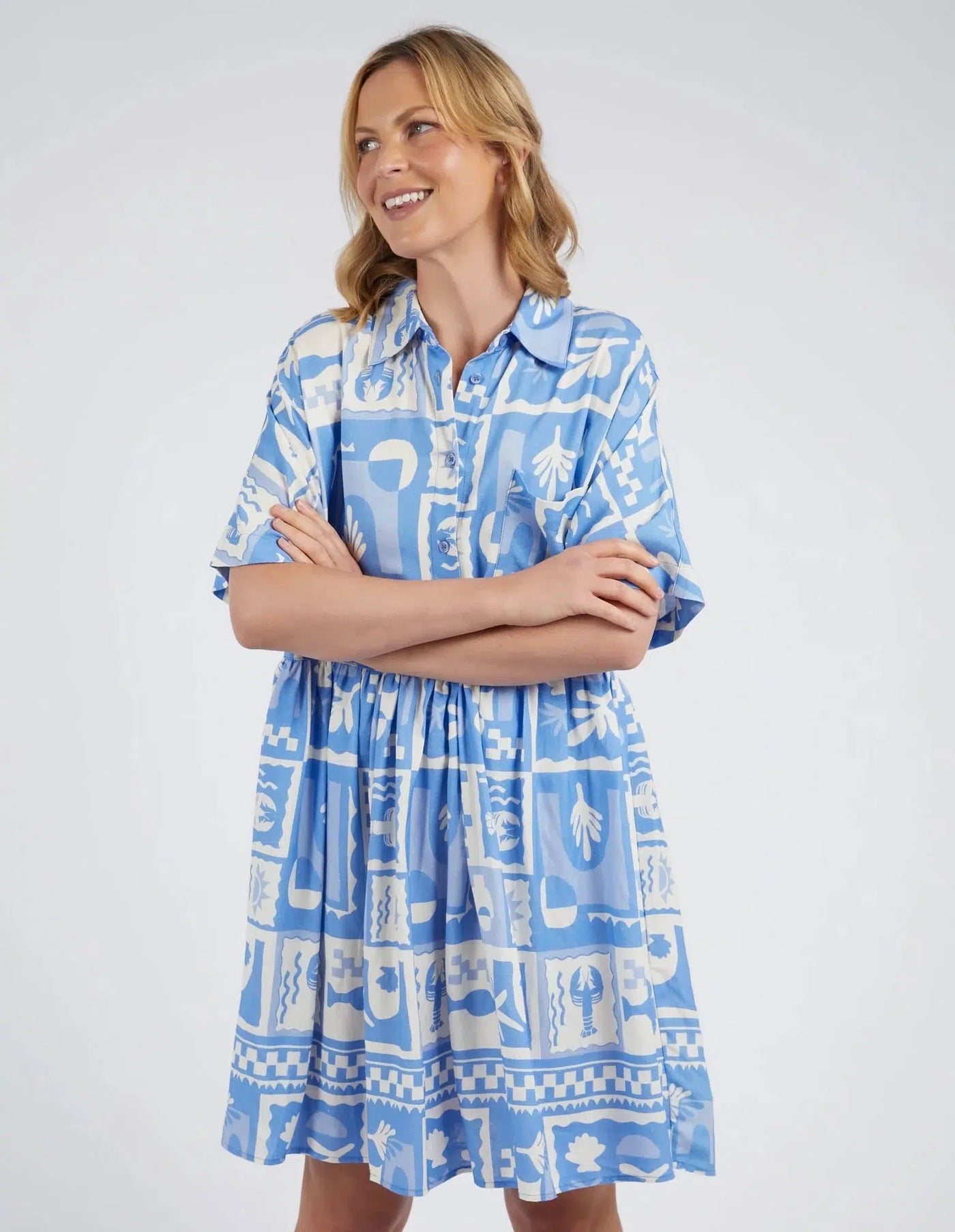 Holiday Sun Dress - Cerulean Holiday Print-Elm Lifestyle-Lima & Co