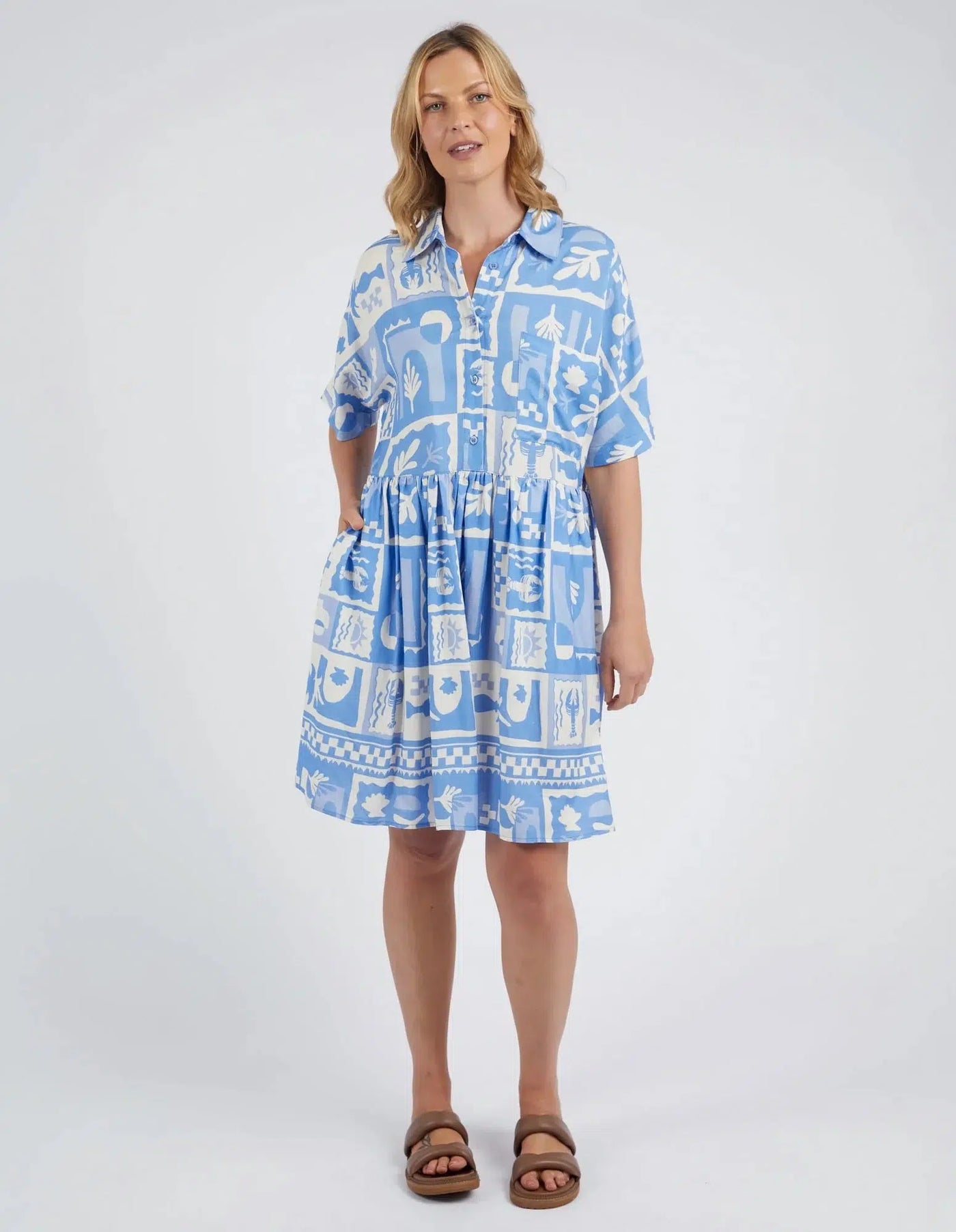 Holiday Sun Dress - Cerulean Holiday Print-Elm Lifestyle-Lima & Co