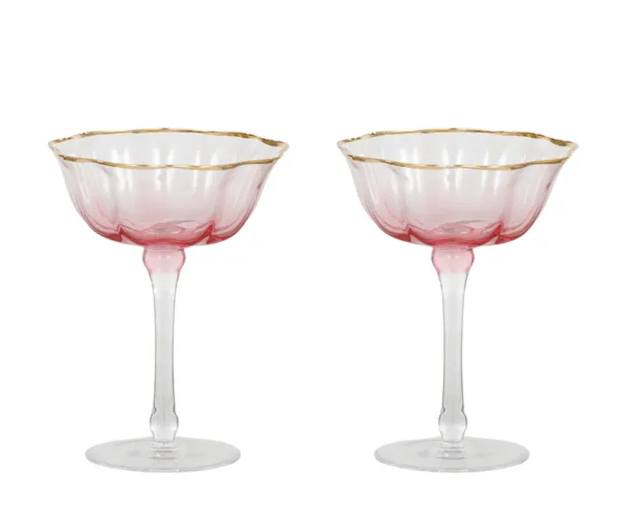 Hyatt S/2 Glass Coupe - Pink/Gold-Coast to Coast-Lima & Co