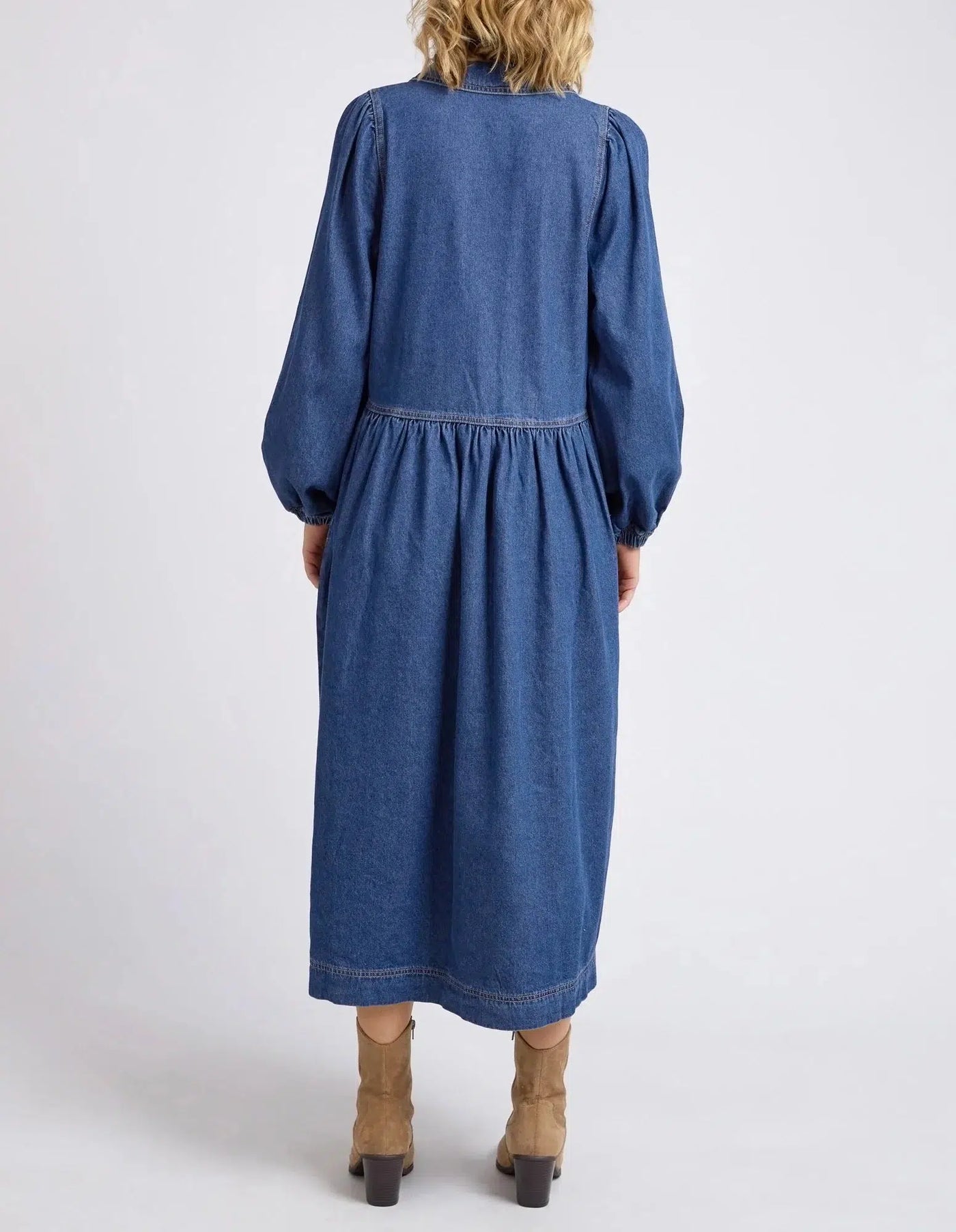 Josephine Denim dress - Blue-Elm Lifestyle-Lima & Co