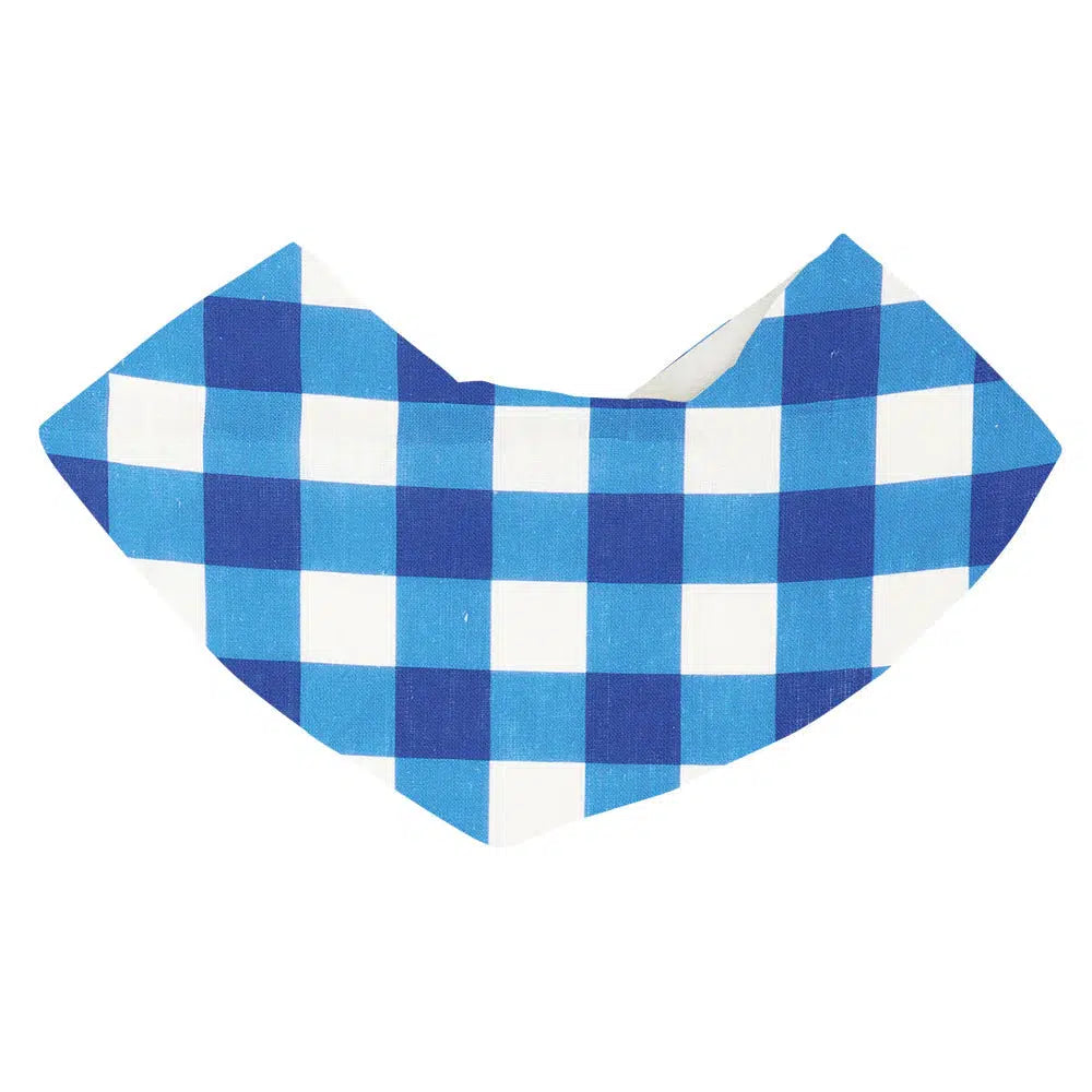 Linen Bandana Bib - Cobalt Check-Annabel Trends-Lima & Co