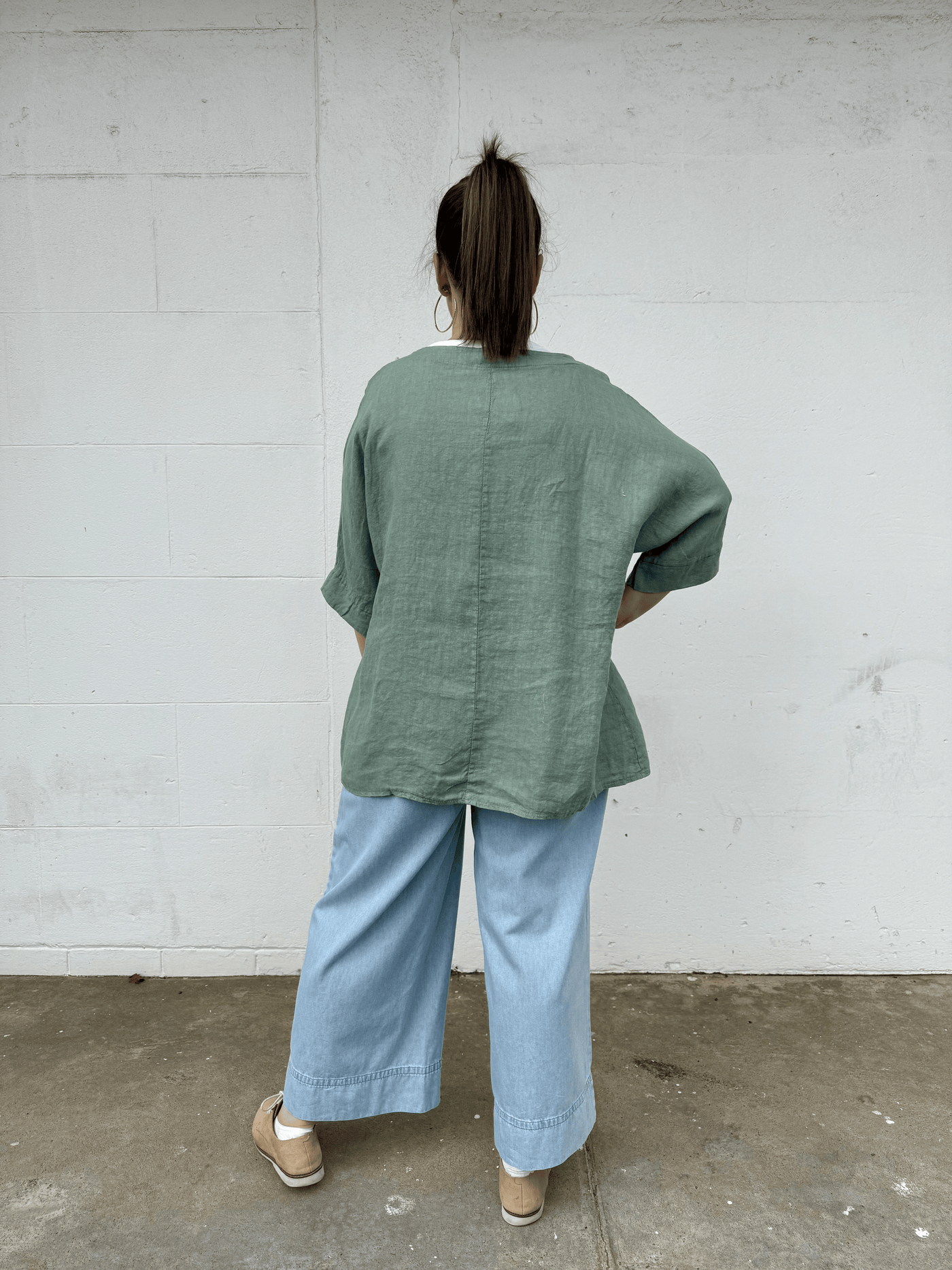 Linen Top - Sage-Italian Luxe-Lima & Co