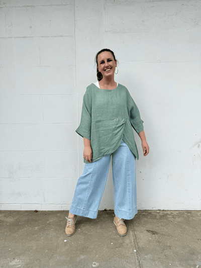 Linen Top - Sage-Italian Luxe-Lima & Co