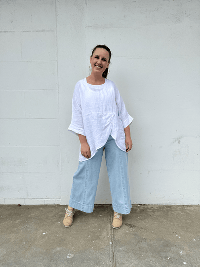 Linen Top - White-Italian Luxe-Lima & Co