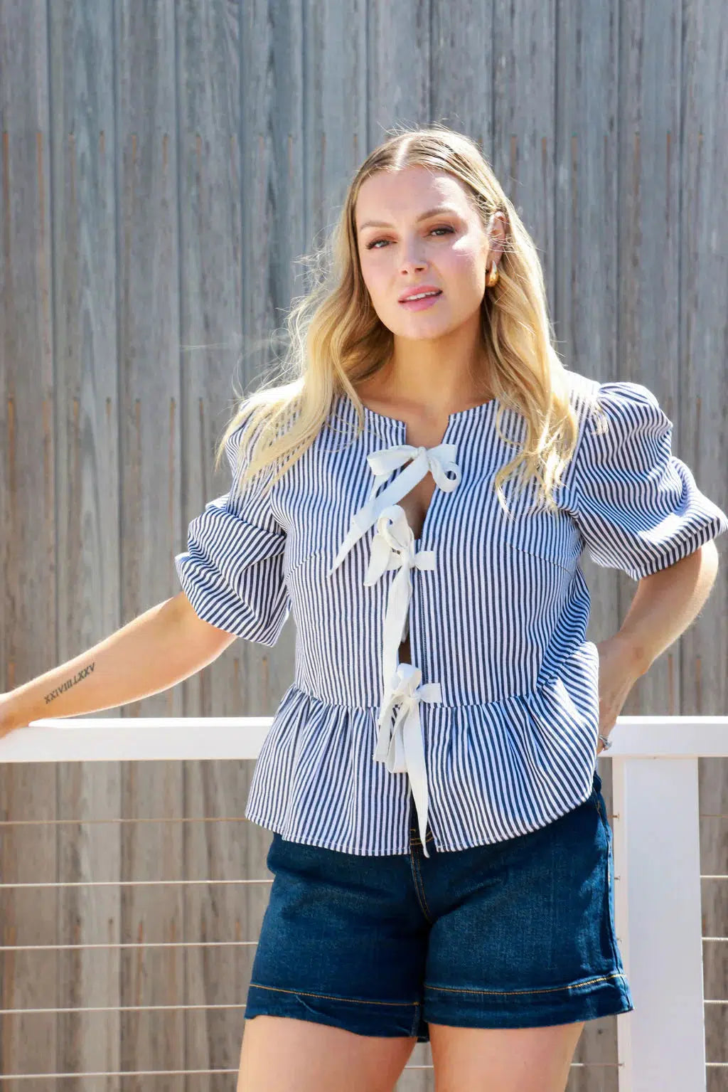 Lotus Top - Navy and White Stripe-The Eighth Letter-Lima & Co