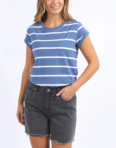 Manly Stripe Tee - Horizon Blue-Foxwood-Lima & Co