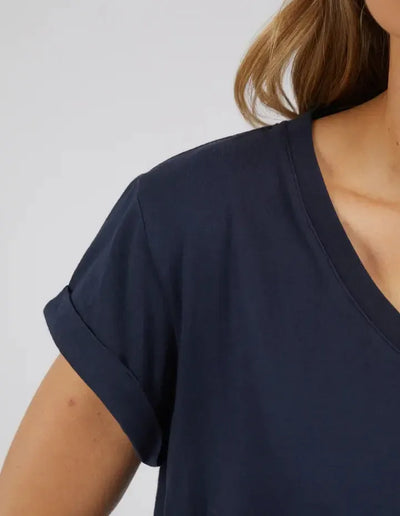 Manly Stripe Vee Tee - Navy-Foxwood-Lima & Co