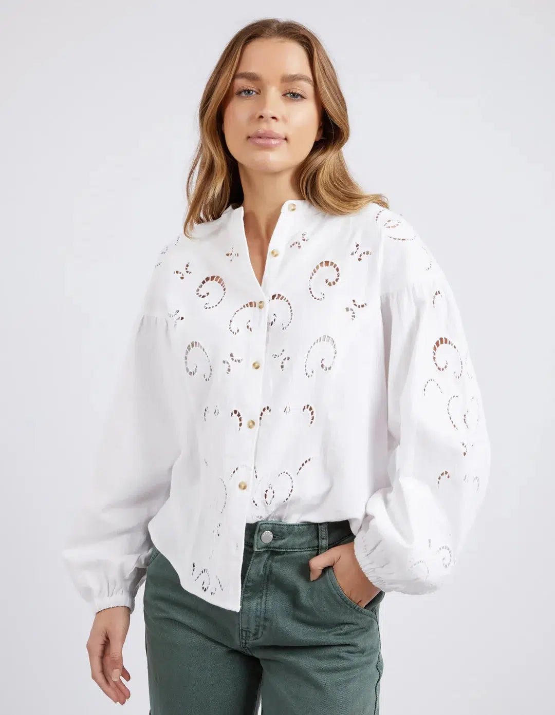 Marlow Blouse - White-Foxwood-Lima & Co