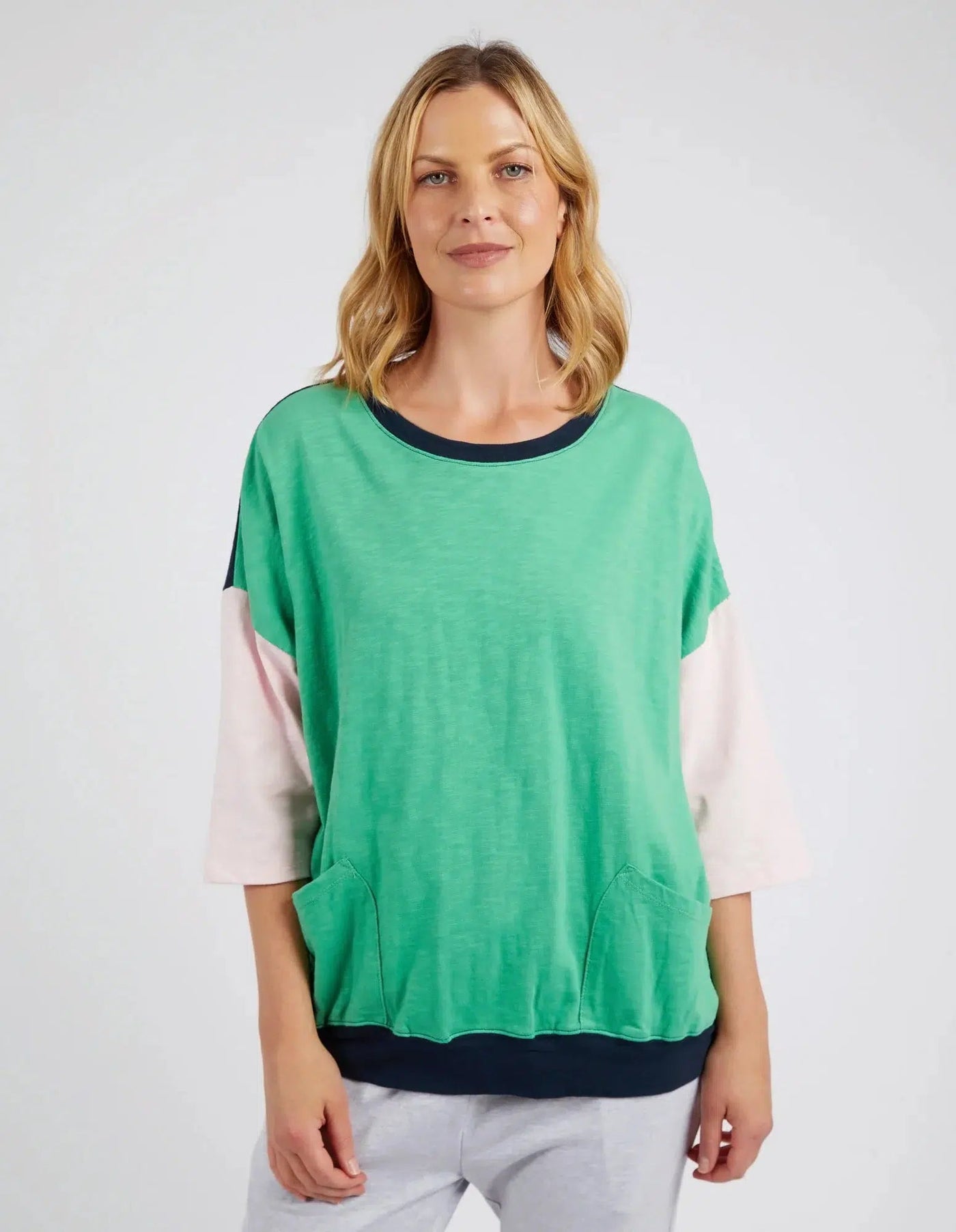 Maize Colour Block Sweat - Green Briar-Elm Lifestyle-Lima & Co