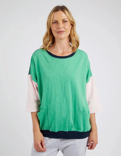 Maize Colour Block Sweat - Green Briar-Elm Lifestyle-Lima & Co