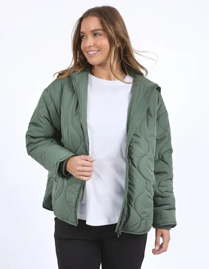 Mellow Quilted Jacket - Khaki-Foxwood-Lima & Co