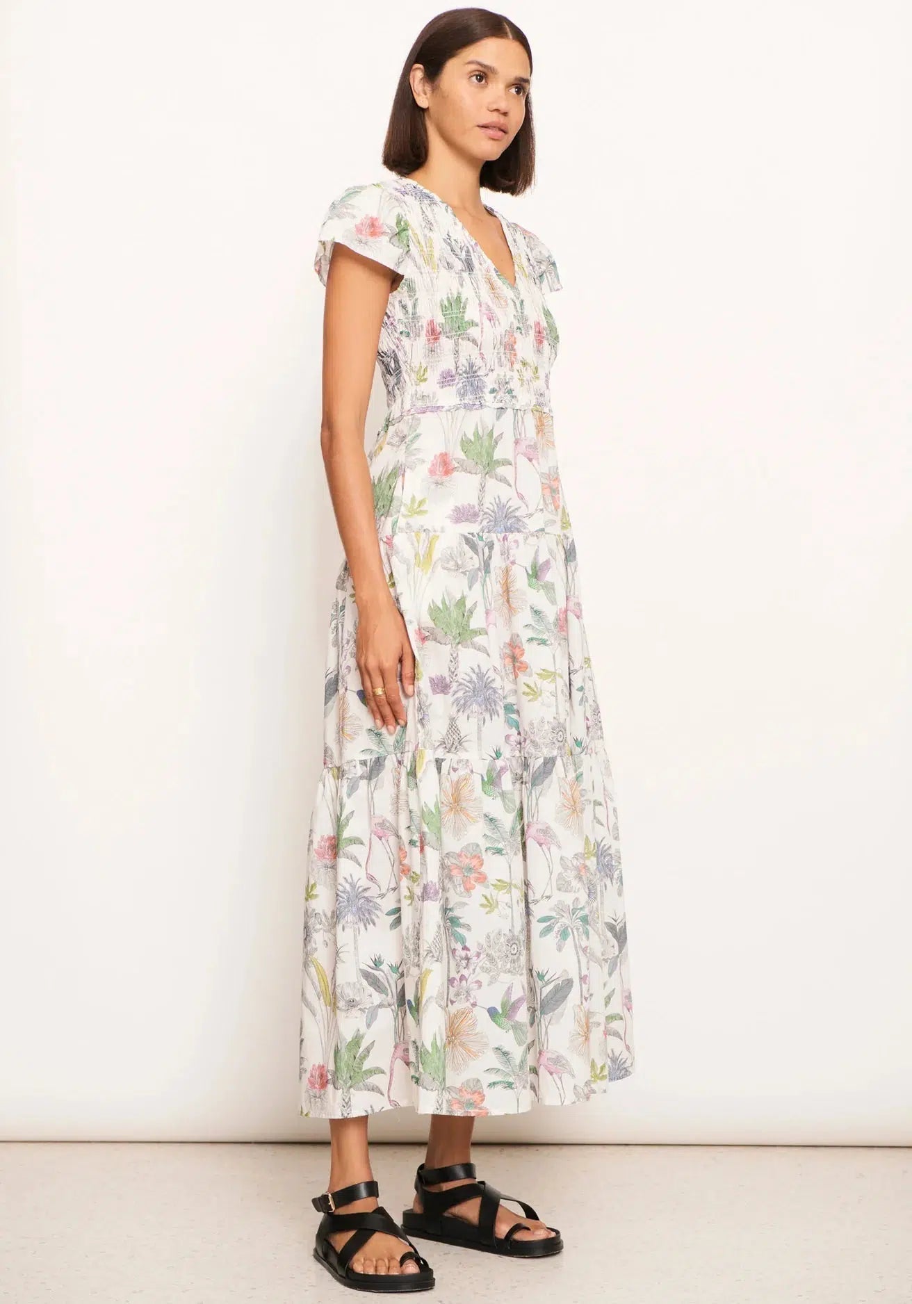 Nastro Shirred Dress - Nastro Print-Pol-Lima & Co