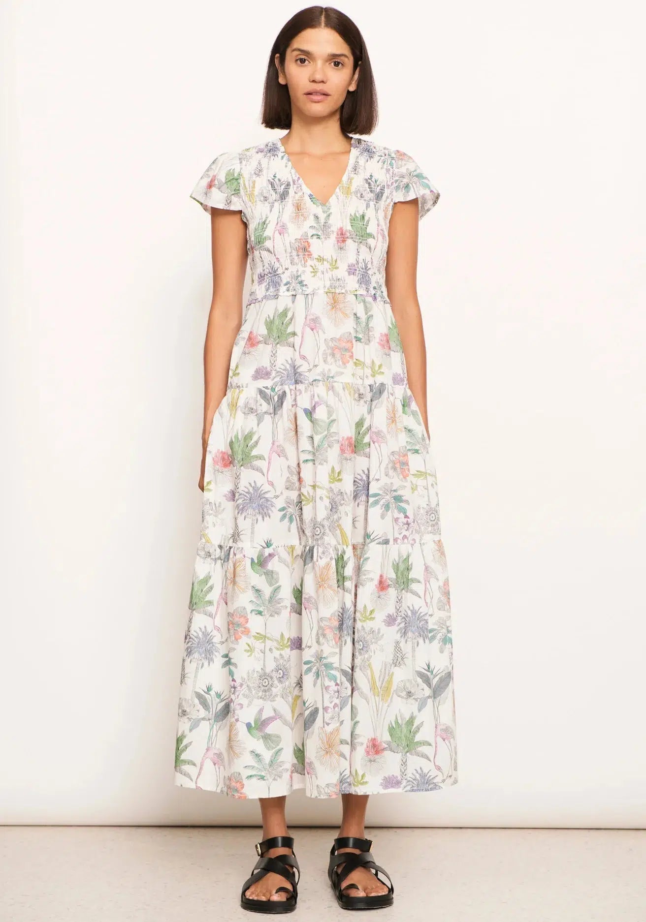 Nastro Shirred Dress - Nastro Print-Pol-Lima & Co