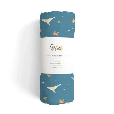 Ocean Creatures Marine Organic Muslin Wrap-Fox And Fallow-Lima & Co